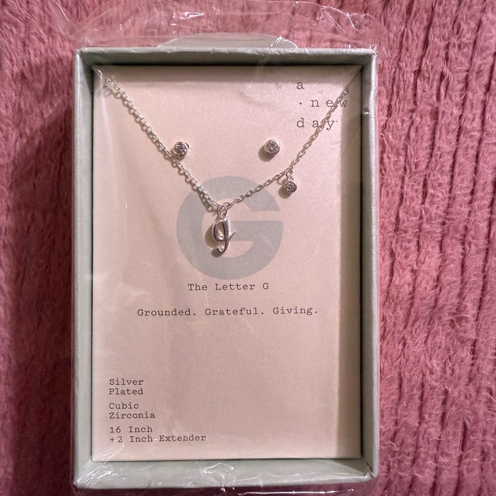 A New Day Silver Cubic Zirconia Initial Necklace